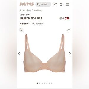 SKIMS Unlined Demi Bra in size 36A. Color: MICA . Condition: New
